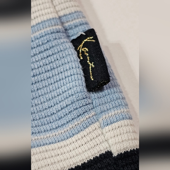 Kani Gold Polo Shirt Mens 3X Blue White Striped Embroidered Logo READ - Picture 5 of 12